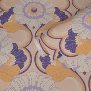 AS Creation 70's Retro Floral Chic Purple Wallpaper Textured Paste The Wall