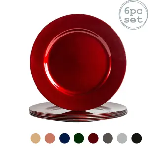 Metallic Charger Plates - Dark Red - 33cm - Pack of 6 - Table Decoration Plates by Harbour Housewares