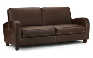 3 Seater Sofa - Brown Faux Leather