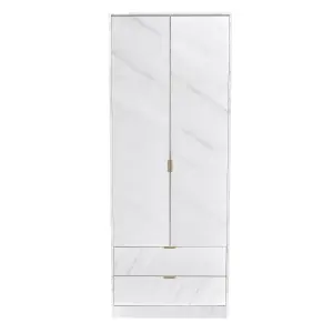 Fuji 2 Door 2 Drawer Wardrobe in Marble (Ready Assembled)