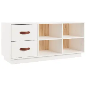 Berkfield Shoe Bench White 100x34x45 cm Solid Wood Pine