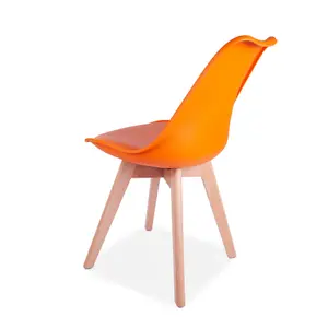 4x SL Modern Orange Tulip Dining Chairs Padded Seat with Wood Legs Modern Home Kitchen