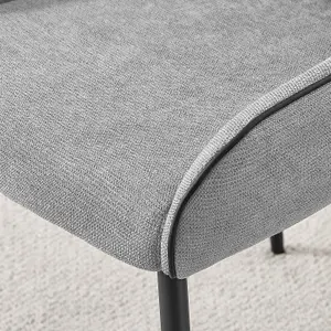 Furniturebox UK Beaumont 2x Grey Fabric Black Leg Dining Chair