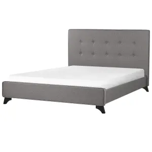 Fabric EU Double Size Bed Grey AMBASSADOR