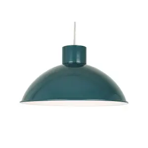 First Choice Lighting Set of 2 Domed Teal Green Easy Fit Metal Pendant Shades