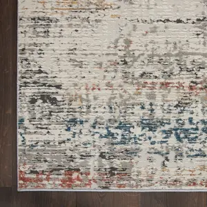 Light Grey Multi Rustic Textures Luxurious Modern Abstract Bedroom & Living Room Rug -66 X 230cm (Runner)