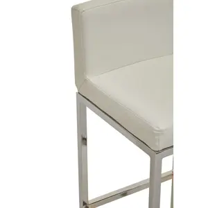 Madeline Upholstered Counter Stool with Metal Frame Silver / White