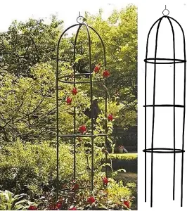 Garden Obelisk Metal Outdoor Trellis Climbing Arch - Dark Green