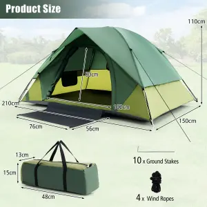 Costway 2-person Camping Tent Outdoor Portable Double-layer Tent w/ Removable Rain Fly