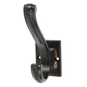 Hammer & Tongs - Square Back Scroll Hat & Coat Hook - W35mm x H100mm - Black