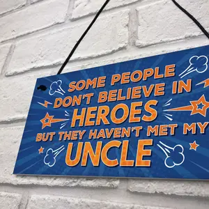 Red Ocean Uncle Is My Hero Novelty Birthday Christmas Family Gift Hanging Plaque Thank You Gift For Uncle Keepsake