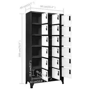 Berkfield Locker Cabinet Anthracite and White 90x40x180 cm Steel