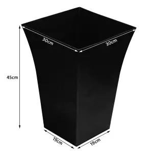 simpa 2PC Black Large Milano Plastic Planters.