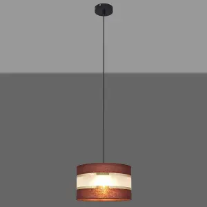 Luminosa Helen Cylindrical Pendant Ceiling Light Brown, Gold, Black 25cm