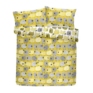 Dotty Sheep 130 TC Reversible Modern & Contemporary Duvet Cover Set Ochre / Single - 1 Standard Pillowcase