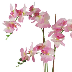 65cm Artificial Orchid Light Pink in Glazed Planter