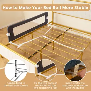 COSTWAY Foldable Bed Rail 152 CM Baby Bed Guard Rail w/ Adjustable Safety Strap