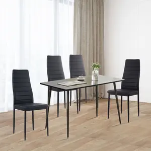 Herland Dining Chair (Set of 4) Black / Black