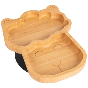 Tiny Dining - Children's Bamboo Suction Llama Plate - Black