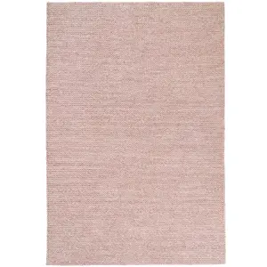 Blush Pink Luxurious Wool Textured Plait Living Area Rug 120x170cm