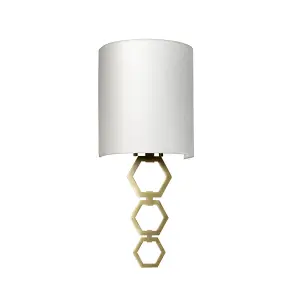 Elstead Clark Small 1 Light Wall Light, Aged Brass, Ivory Faux Silk Shade