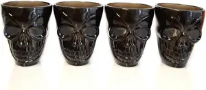 4Pcs Halloween Clear Skull Shot Glasses - Spooky 55ml Tableware, Striking Decor