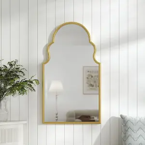 Shatterproof Metal Decorative Wall Mounted Mirror with Gold Framed