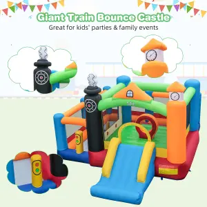 Costway Inflatable Bounce Castle Train Themed Kids Bouncer Jumping House Slide Playhouse