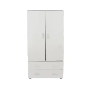 White Gloss 2 door, 2 drawer low wardrobe, Lido White