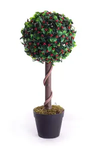 Best Artificial 2ft - 60cm Christmas Holly Ball Topiary Tree