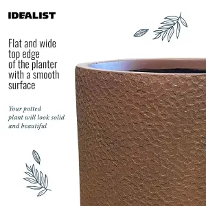 IDEALIST™ 30cm Small Round Planter, Terracotta Slate Effect Cylinder Outdoor Plant Pot D30 H30 cm, 17.2L