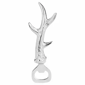 Nickel Antler Bottle Opener - Metal - L3 x W6 x H11 cm - Silver