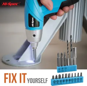 Hi-Spec 20pc Blue USB 3.6 Eletric Power Screwdriver & Home DIY Tool Kit. All Essential Repairs in a Bag