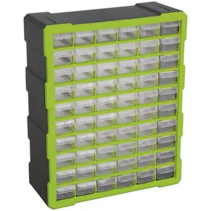 380 x 160 x 475mm 60 Drawer Parts Cabinet - GREEN - Wall Mounted / Standing Box