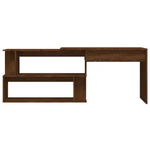 Berkfield Corner Desk Brown Oak 200x50x76 cm Engineered Wood