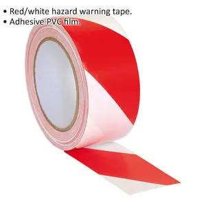 High-Visibility 50mm x 33m Red and White Adhesive Warning Tape for Safety Marking