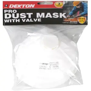 Dekton 2pc Dust Protection Valved Face Mouth Respirator Mask With Valve FFP1