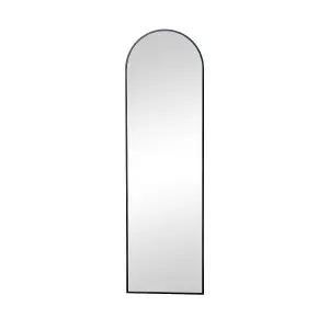 Melody Maison Tall Slim Black Arched Wall Mirror 135cm x 40cm