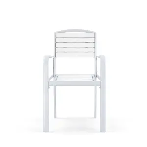 Set of 4 WPC Outdoor Garden Chairs Patio Dining Armchairs White 89 cm