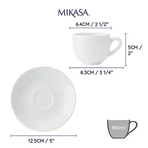 Mikasa Chalk Set of 2 Espresso Cups & Saucers