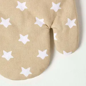 Homescapes Cotton Stars Beige White Oven Glove