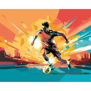 Origin Murals Football Player Abstract Landscape Orange Paste the Wall Mural 300cm wide x 240m high