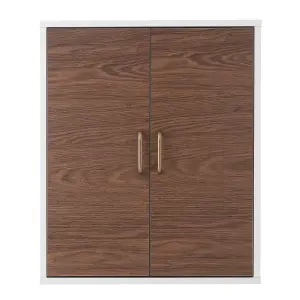 Teamson Home Wall Mounted Bathroom Cabinet with 2 Doors and 1 Shelf - Bathroom Storage, Walnut/White