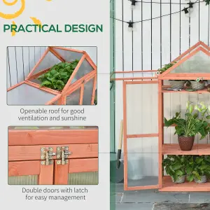 Outsunny 80x47x138cm Wood Cold Frame Greenhouse for Plants PC Board Orange