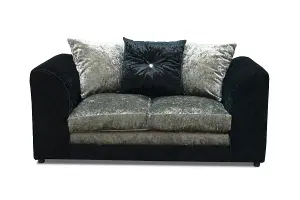 Bella Crushed Velvet 2 Seater Sofa Black-Silver