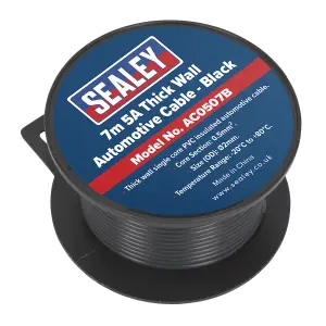 Sealey Automotive Cable Thick Wall 5A 7m Black