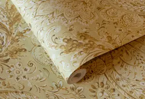 Galerie Tropical Collection Peanut Tahiti Inspired Damask Wallpaper Roll