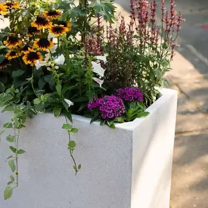 Primrose Poly Terrazzo Stone Small White Trough Patio Planter 80cm