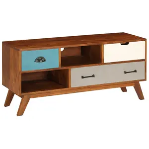 Berkfield TV Cabinet with 3 Drawers 110x35x50 cm Solid Acacia Wood