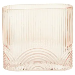 Interiors by Premier Small Pink Glass Vase, Textured Glass Flower Vase, Embossed Detailing Pink Modern Vase for living rooms